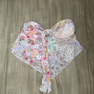 Floral strapless top